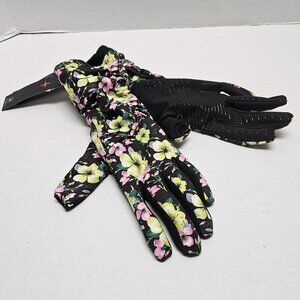 New UR Powered Womens gloves Flower Black Touch Screen Wind Water Resistant